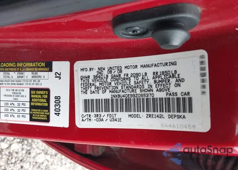 2009 Toyota Corolla S from USA, damaged, VIN 1NXBU40E99Z095370